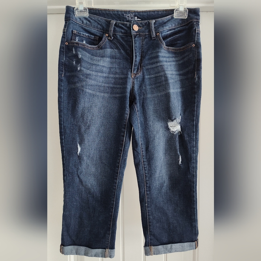 Time and Tru Blue Straight Leg Jeans Tag Size 12 Fit Size 10